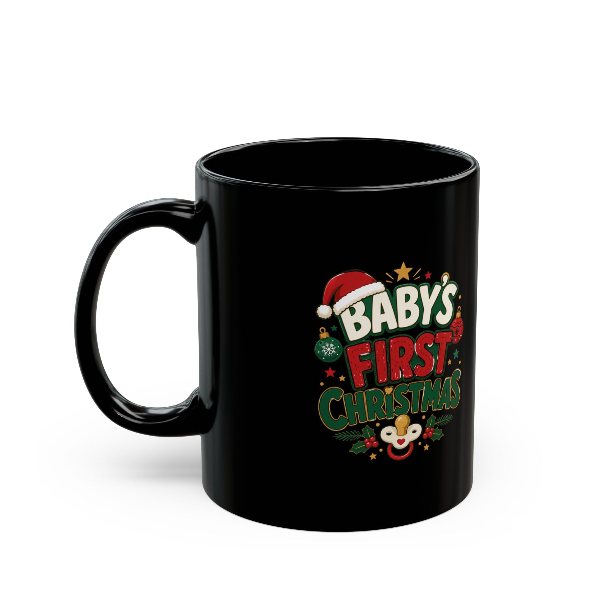 Baby's First Christmas Black Mug — Festive Holiday Coffee Cup