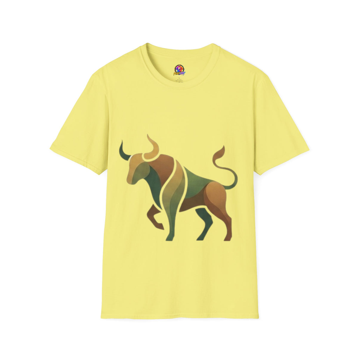 Bull Graphic T-Shirt — Earth Tone Geometric Taurus Design