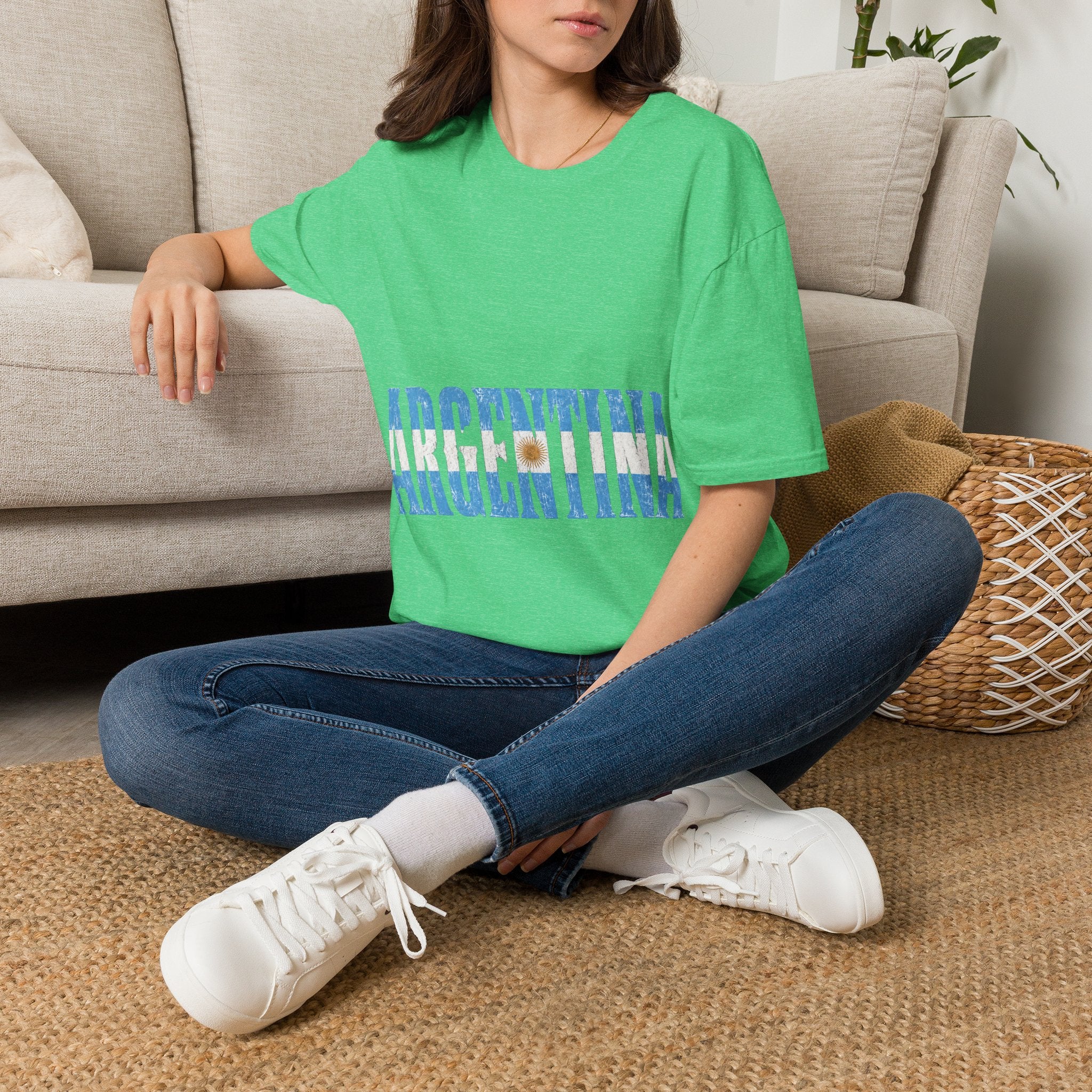Argentina Flag Stripe T-Shirt — Vintage Blue 'ARGENTINA' Graphic Tee