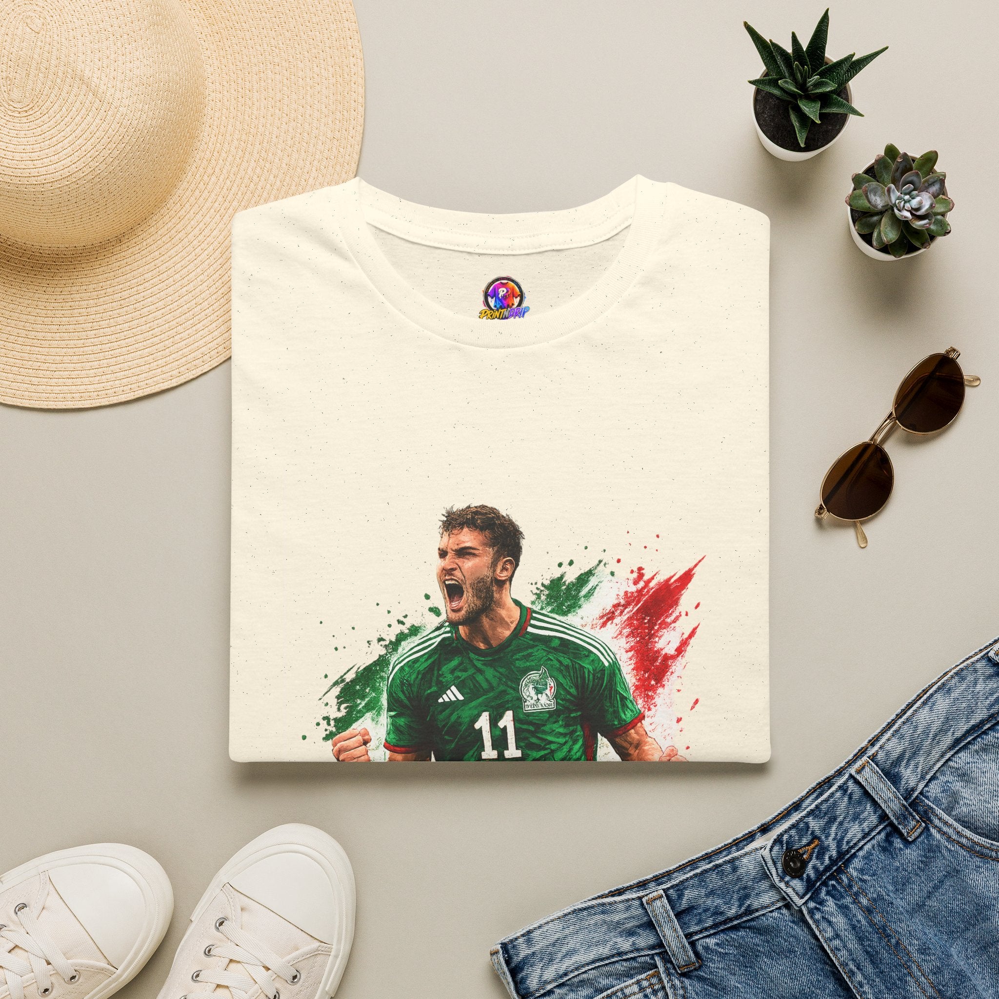 Mexico Soccer Jersey T-Shirt — Santiago Giménez Mexico #11 Fan Tee