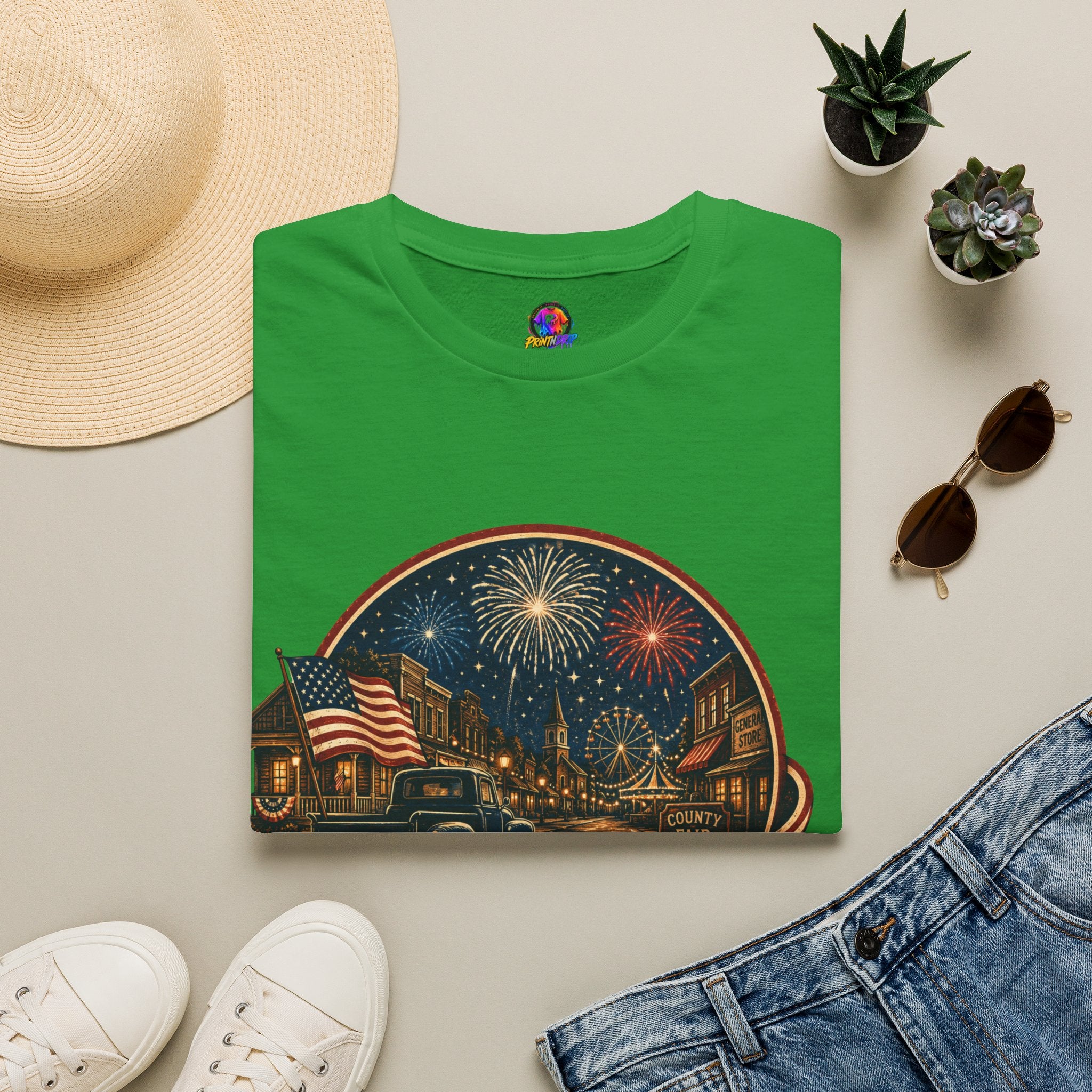 Small Town Big Freedom T-Shirt — Patriotic 4th of July Fireworks Tee
