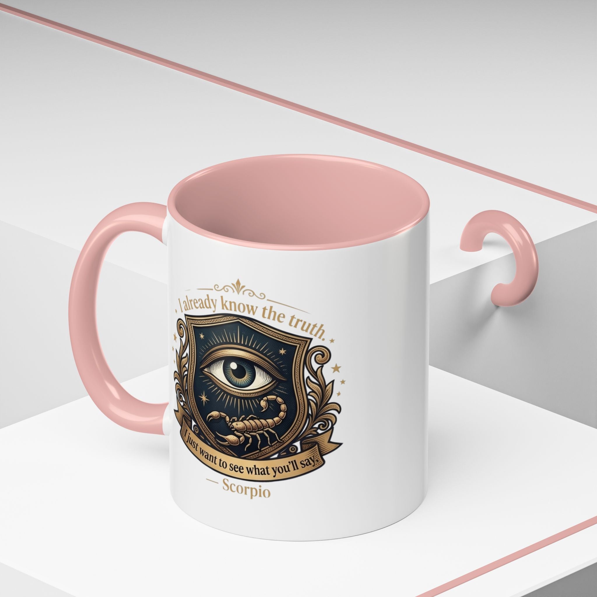 Scorpio Accent Coffee Mug — "I Already Know the Truth" Astrology Zodiac Mug