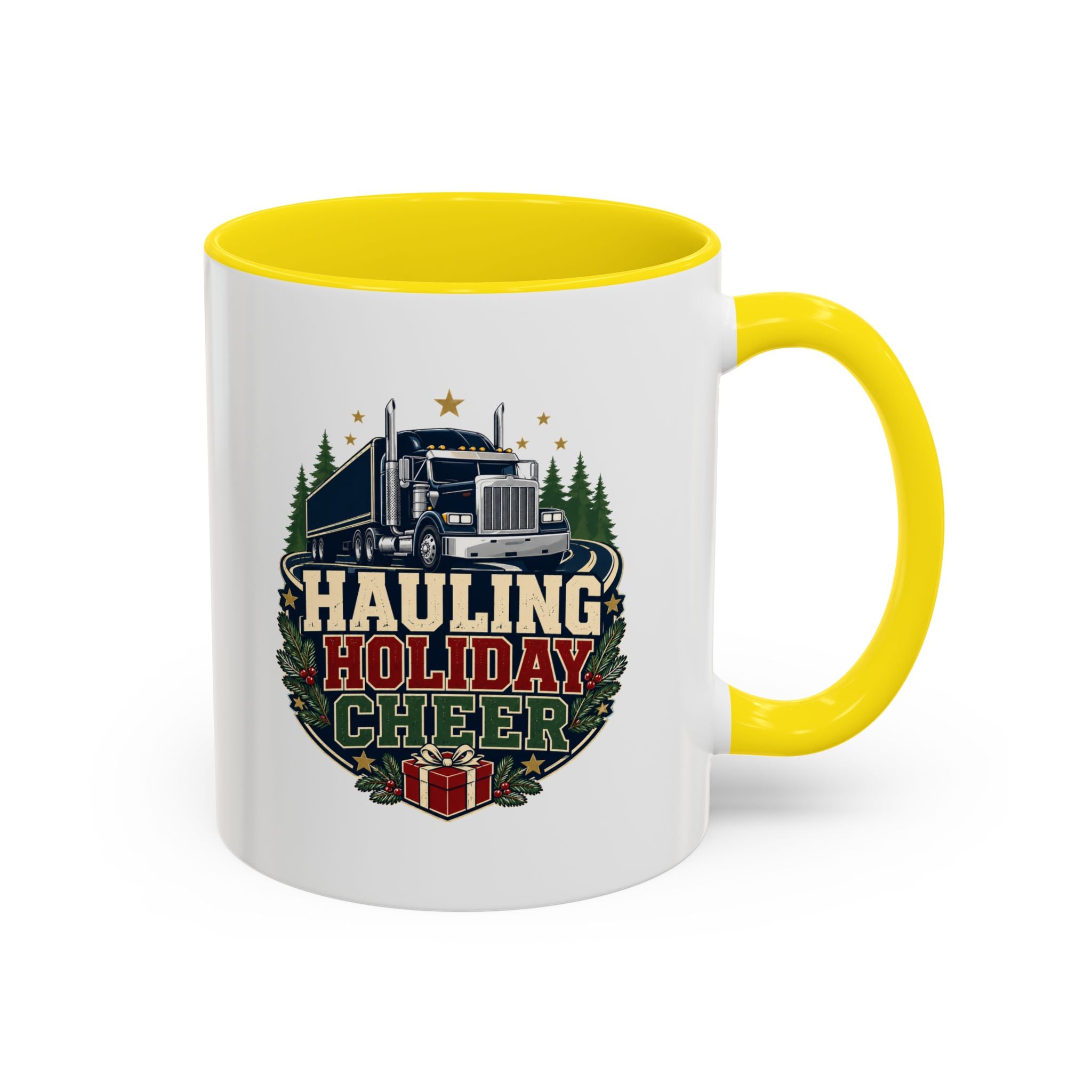 Modern Day Christmas Hauling Holiday Cheer Coffee Mug