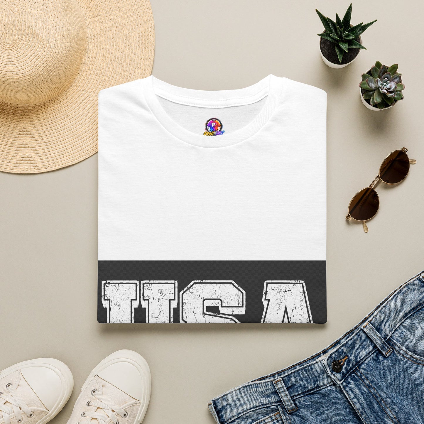 USA Vintage Block T-Shirt — Patriotic Americana Graphic Tee