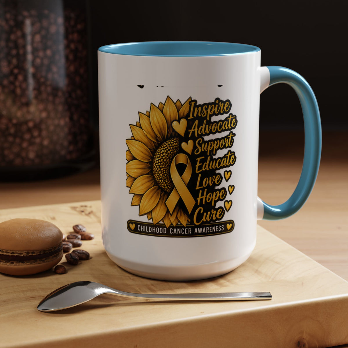 Childhood Cancer Awareness Sunflower Accent Coffee Mug (11/15oz)