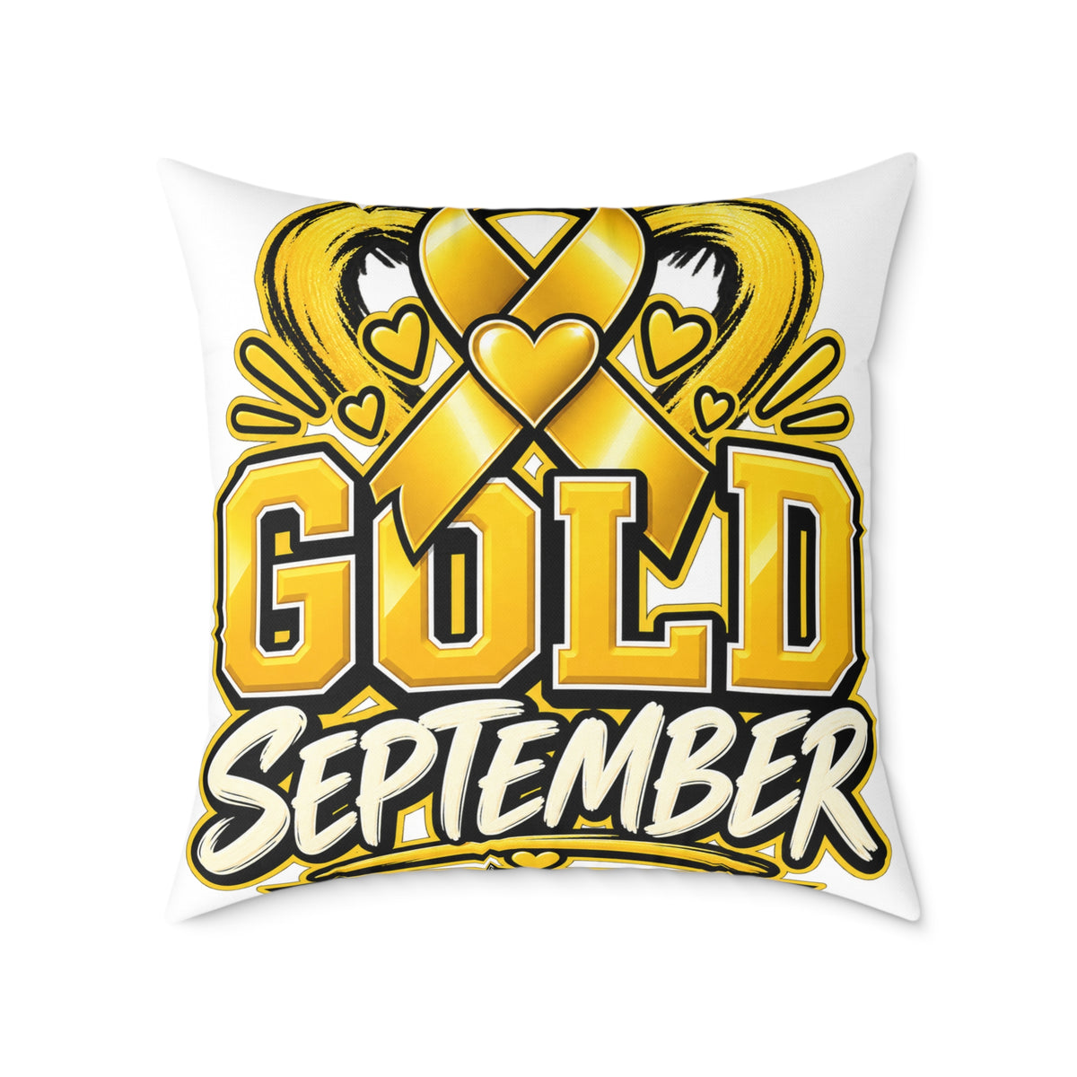Gold September Pillow — Childhood Cancer Awareness Decorative Throw Pillow
