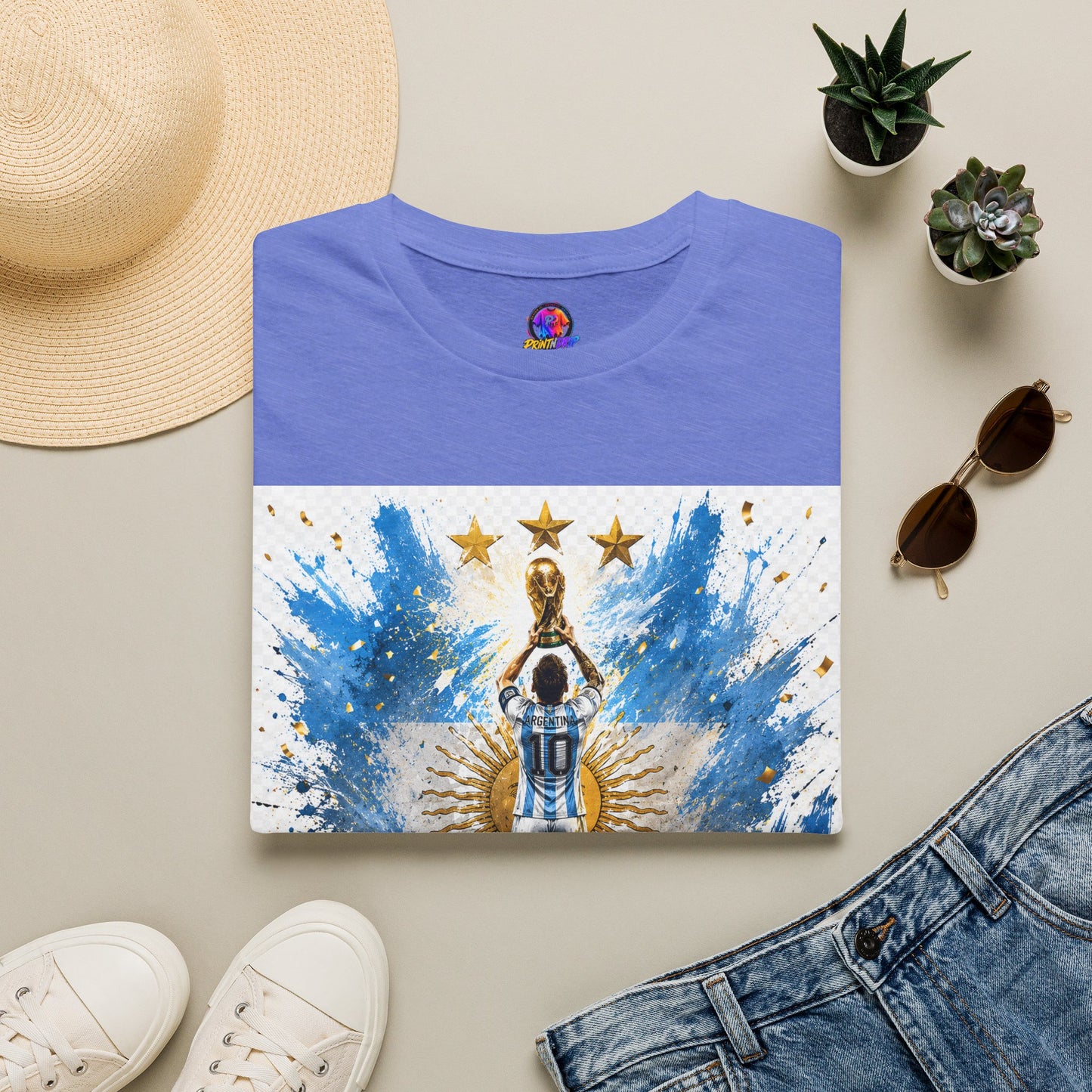 Argentina World Champions T‑Shirt — Soccer World Cup 3 Stars Tribute