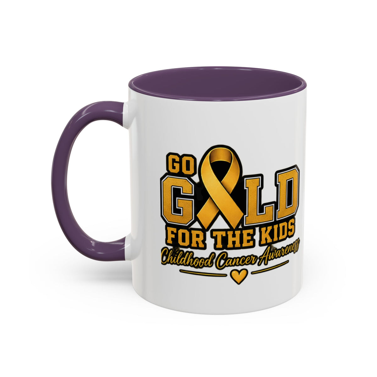 Gold For The Kids Coffee Mug — Childhood Cancer Awareness Accent Mug (11/15oz)