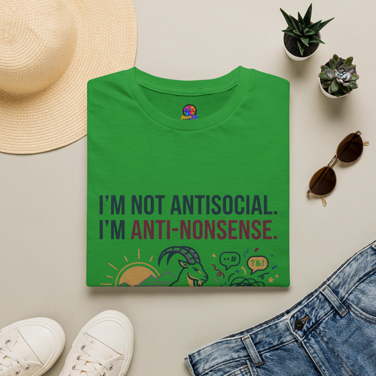 Capricorn T-Shirt — "I'm Not Antisocial, I'm Anti-Nonsense" Zodiac Tee