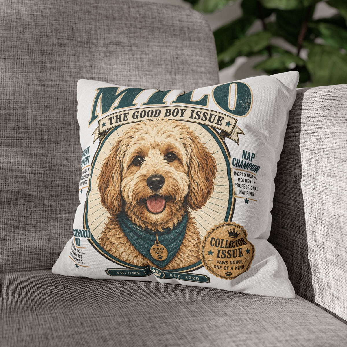 Milo "The Good Boy Issue" Decorative Pillowcase Milo Bailey Dog Dad Mom