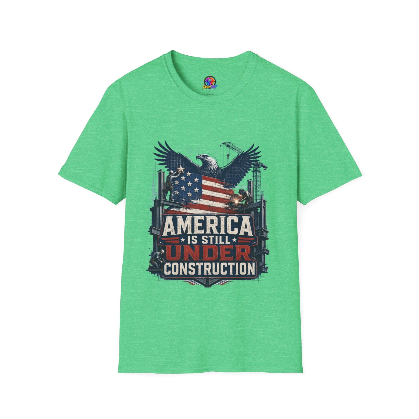 T-Shirt — 'America Is Still Under Construction' Patriotic Eagle Graphic