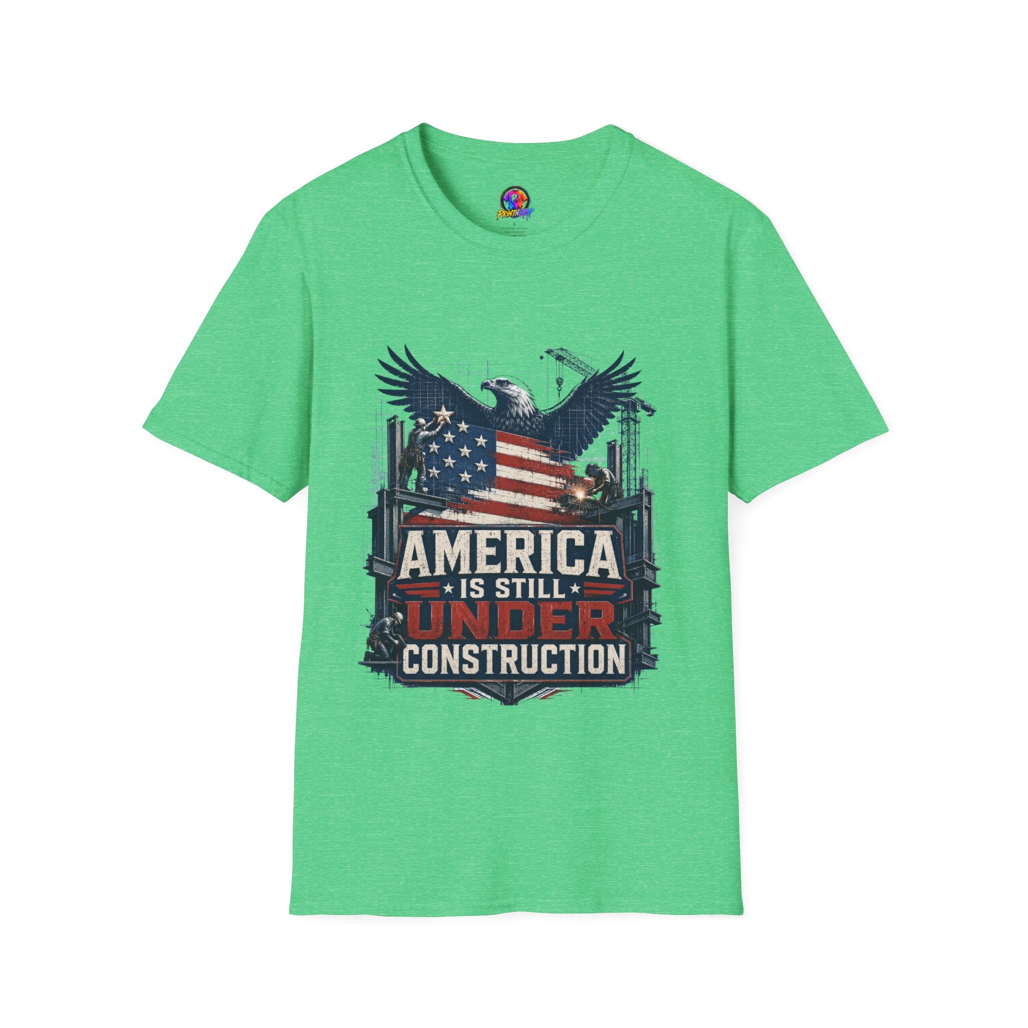 T-Shirt — 'America Is Still Under Construction' Patriotic Eagle Graphic