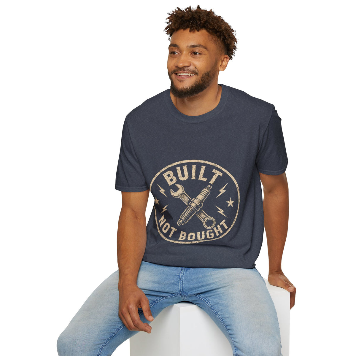 T-Shirt — "Built Not Bought" Vintage Mechanic Graphic