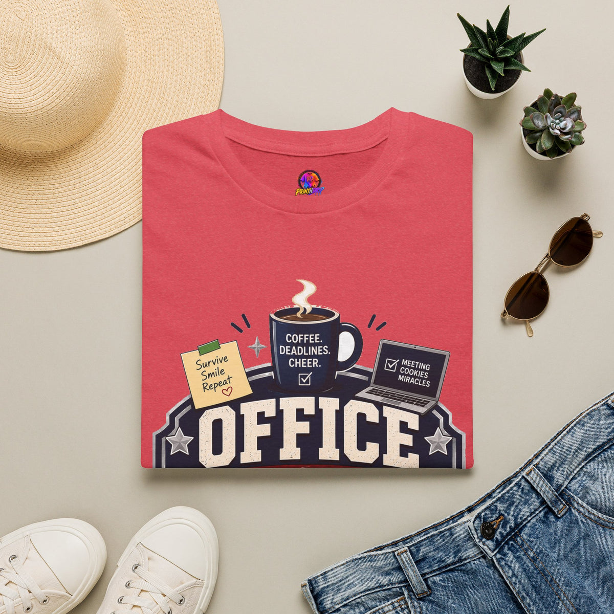 Office Holiday Survivor T-Shirt — Coffee, Deadlines & Cheer Work Shirt