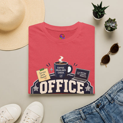 Office Holiday Survivor T-Shirt — Coffee, Deadlines & Cheer Work Shirt