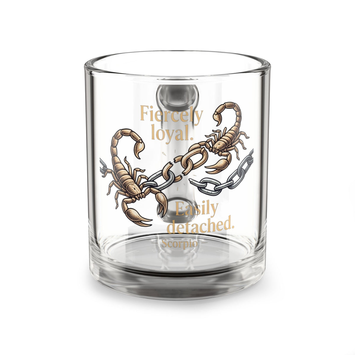 Scorpio Glass Mug 10oz — Fiercely Loyal, Easily Detached Zodiac Coffee Cup
