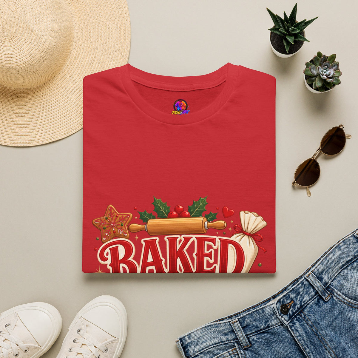 Baked With Love T-Shirt — Holiday Baking Christmas Cookie Chef Tee