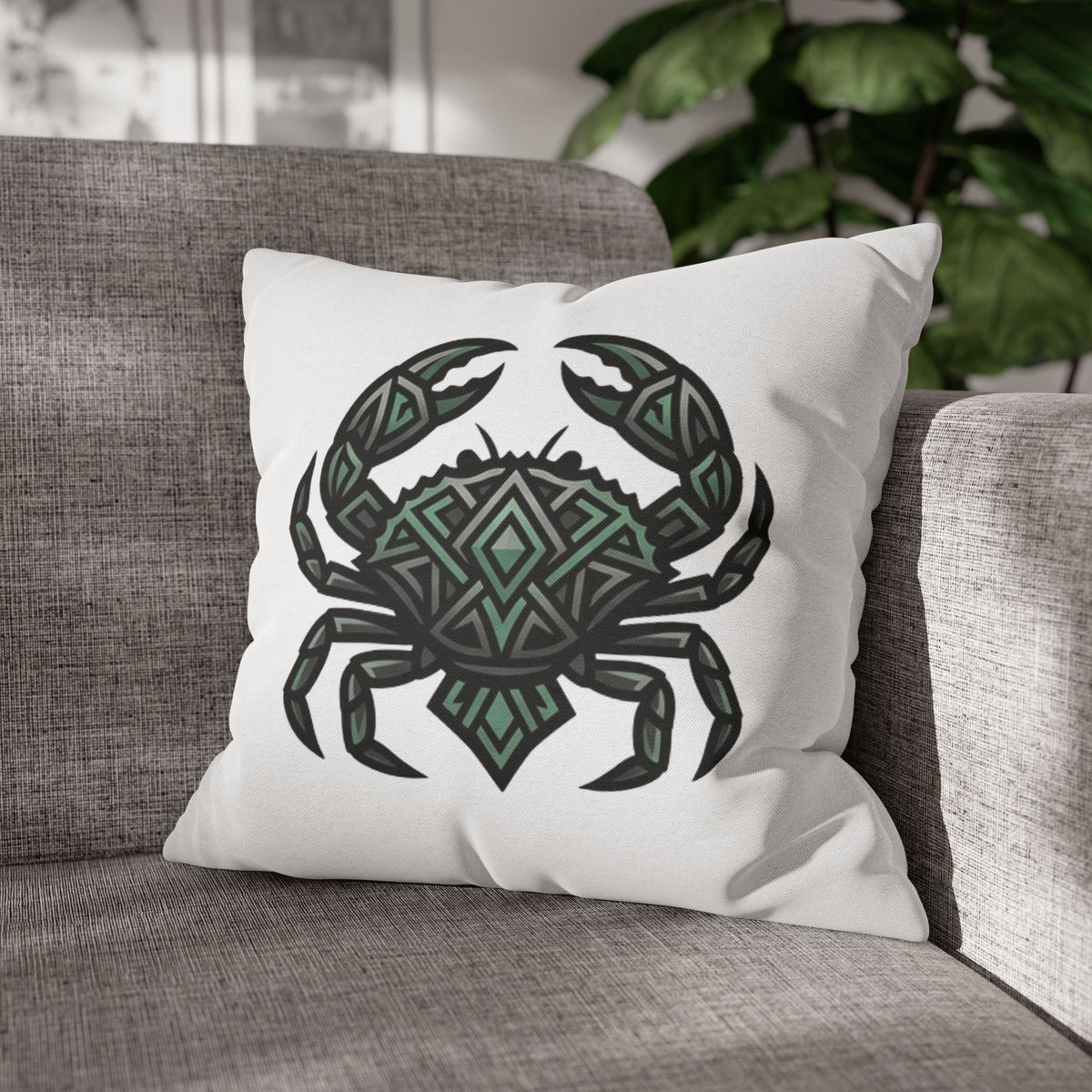 Cancer Zodiac Geometric Crab Throw Pillowcase — Coastal Zodiac Beach Decor