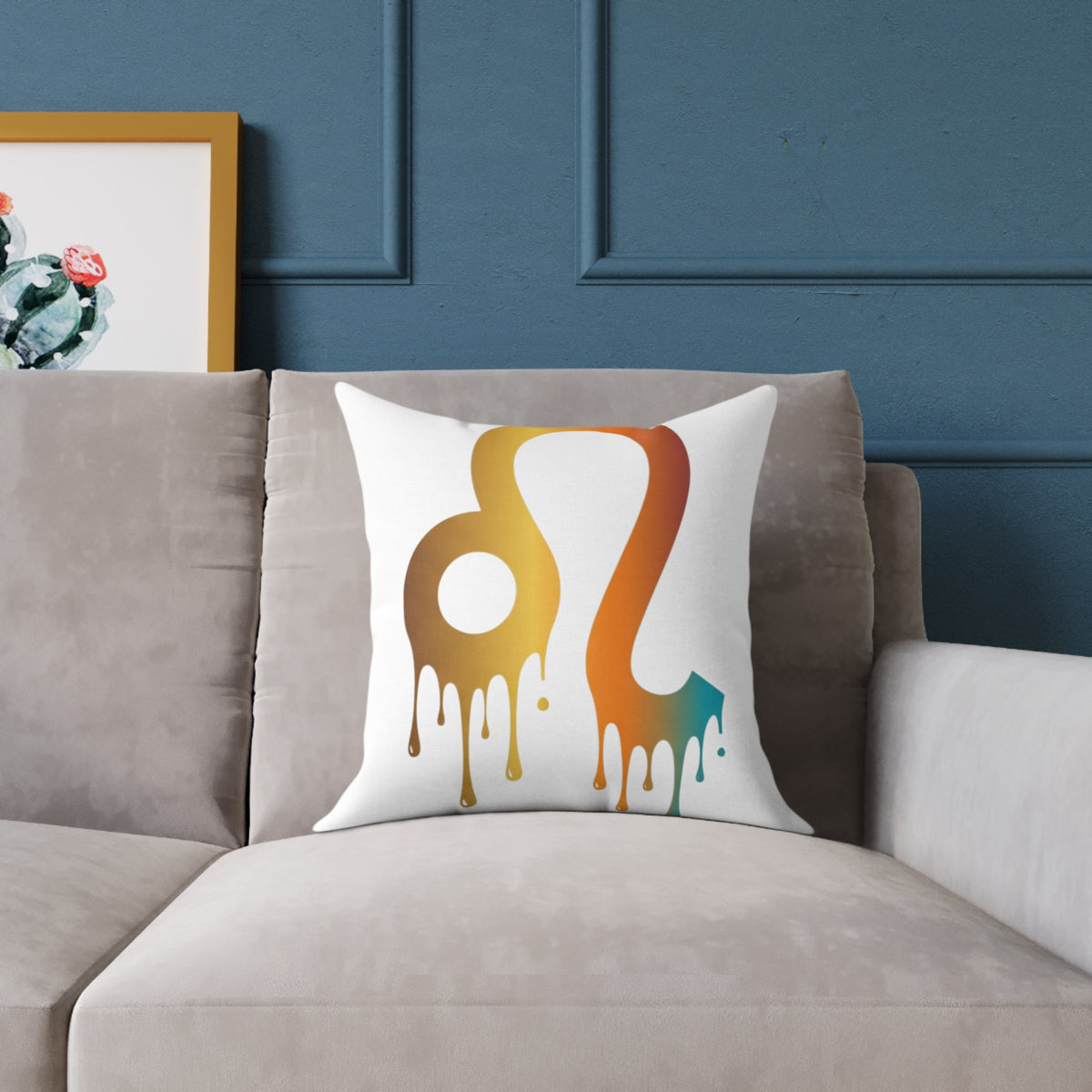 Leo Zodiac Dripping Astrological Square Poly Canvas Pillow