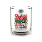 Modern Day Christmas Glass Mug  10oz Glass Mug — "Holiday Gremlin Mode" Christmas Glass Coffee Mug, Funny Festive Holiday Gift