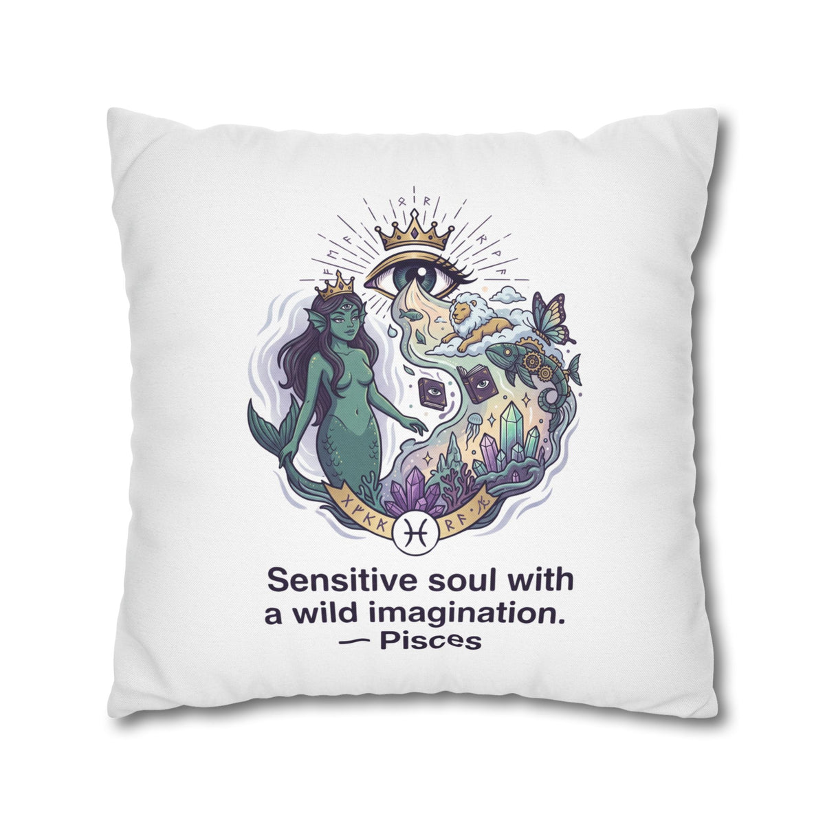 Pisces Zodiac Pillowcase — "Sensitive soul with a wild imagination" Decorative Throw Pillow Cover