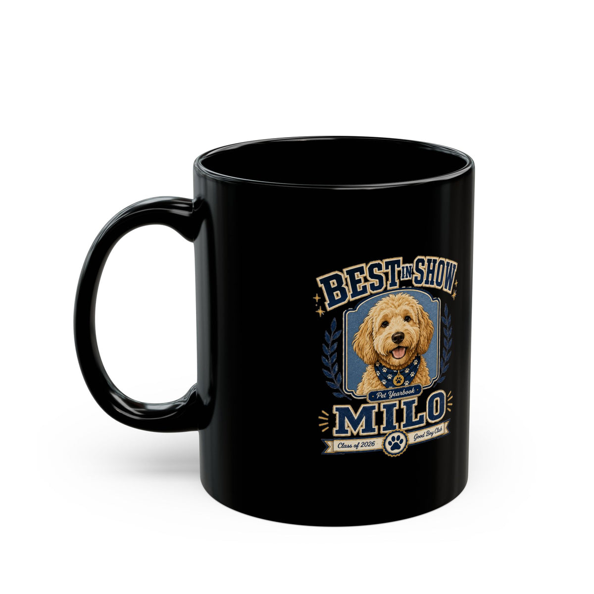 Milo Bailey Dog Dad Mom Black Mug