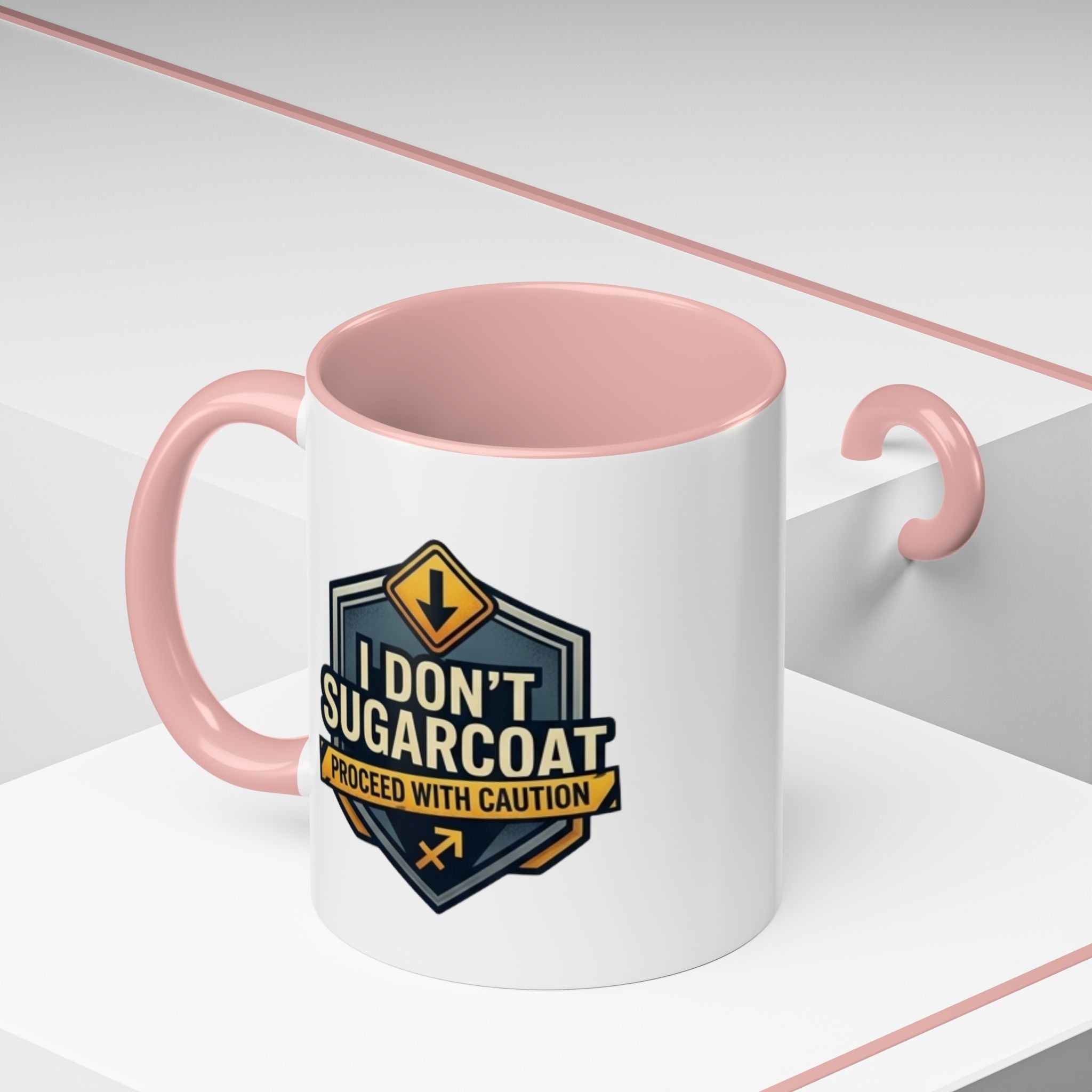 Accent Mug — "I Don’t Sugarcoat, Proceed With Caution" Coffee Cup