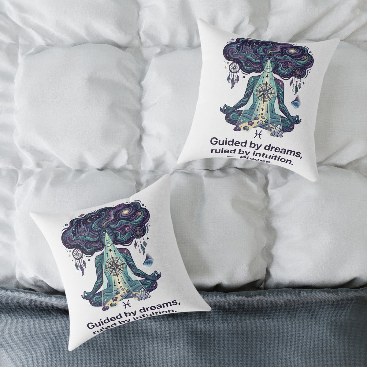Pisces Zodiac Guided By Dreams Square Poly Canvas Pillow