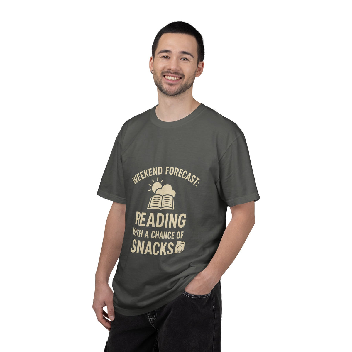 Reading & Snacks T-Shirt — "Weekend Forecast: Reading with a Chance of Snacks" - Trending Now - October 2026