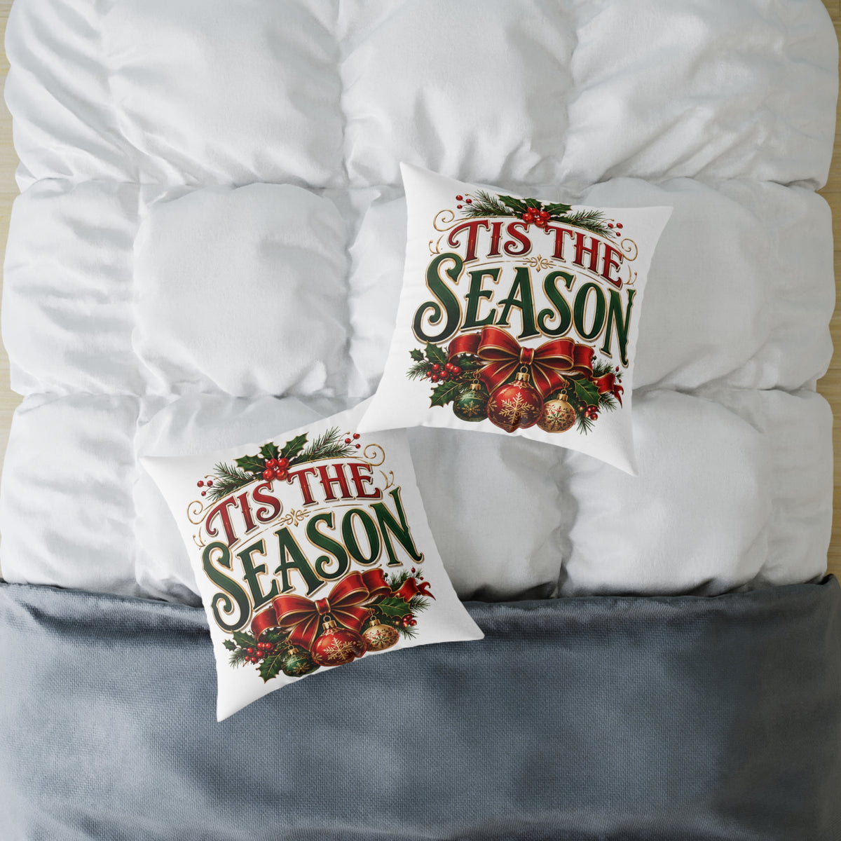 Christmas 'Tis The Season Holiday Throw Pillow – Festive Christmas Decorative Cushion