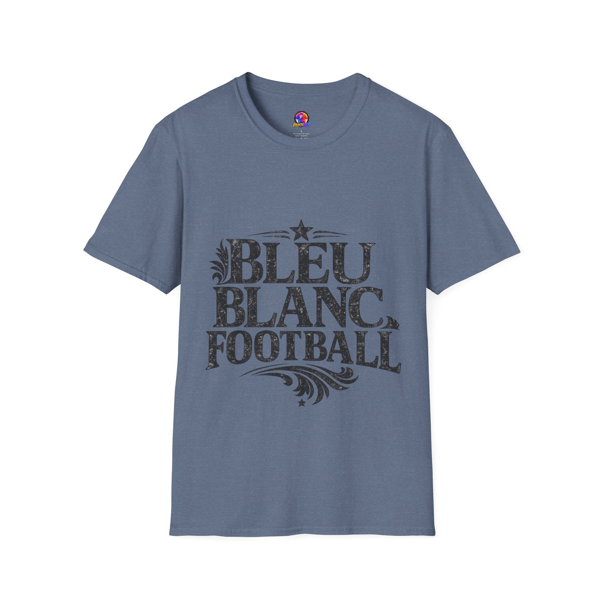 France Bleu Blanc Football T-Shirt — Vintage French Football Tee