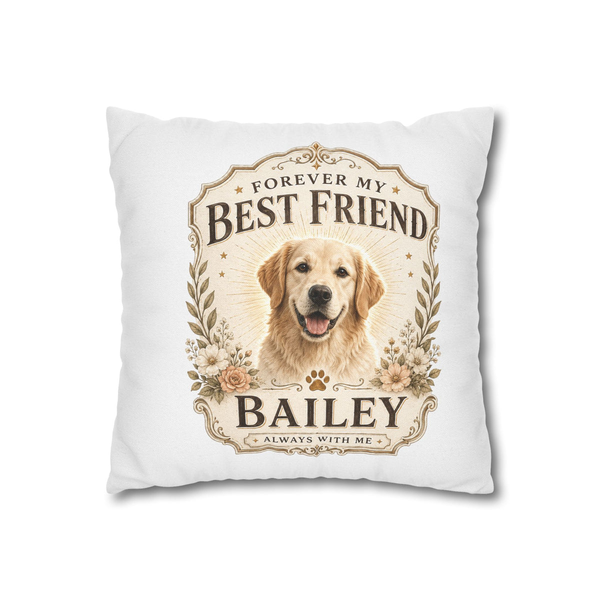 Personalized Dog Pillowcase  Milo Bailey Dog Dad Mom— "Forever My Best Friend" Custom Pet Name Cushion Cover