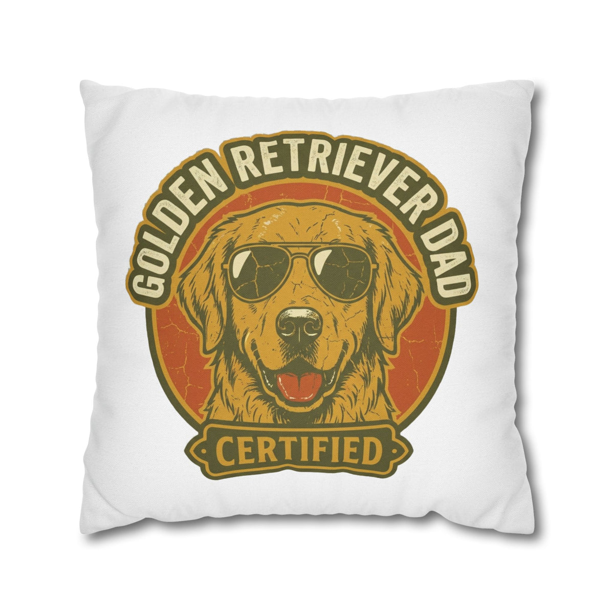 Funny Golden Retriever Dad Pillowcase — "Certified" Dog Lover Throw Pillow Cover