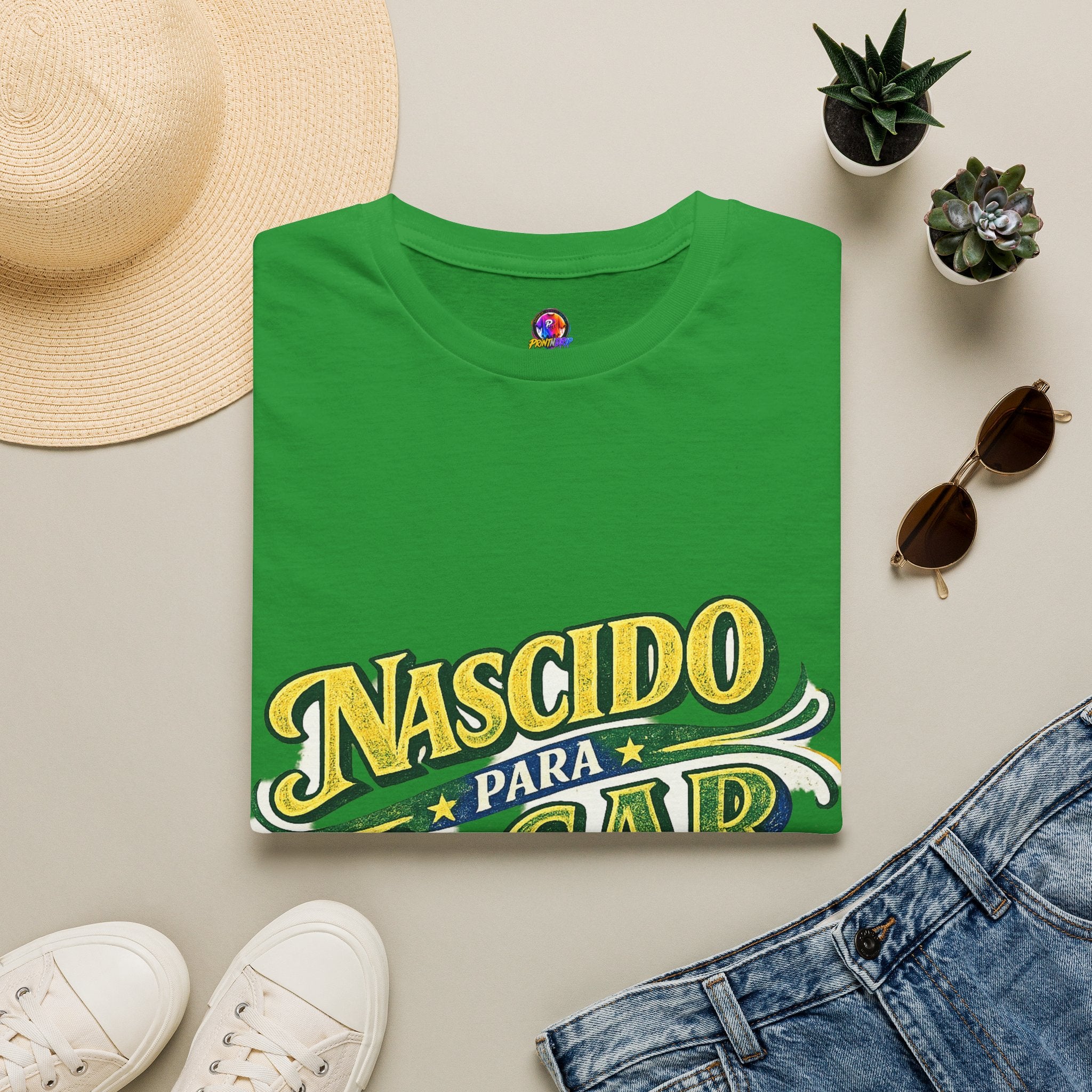 Brazil T‑Shirt — Nascido Para Jogar Vintage Brazilian Soccer Graphic Tee