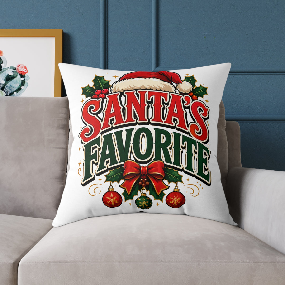 Santa's Favorite Christmas Pillow - Festive Holiday Throw Cushion