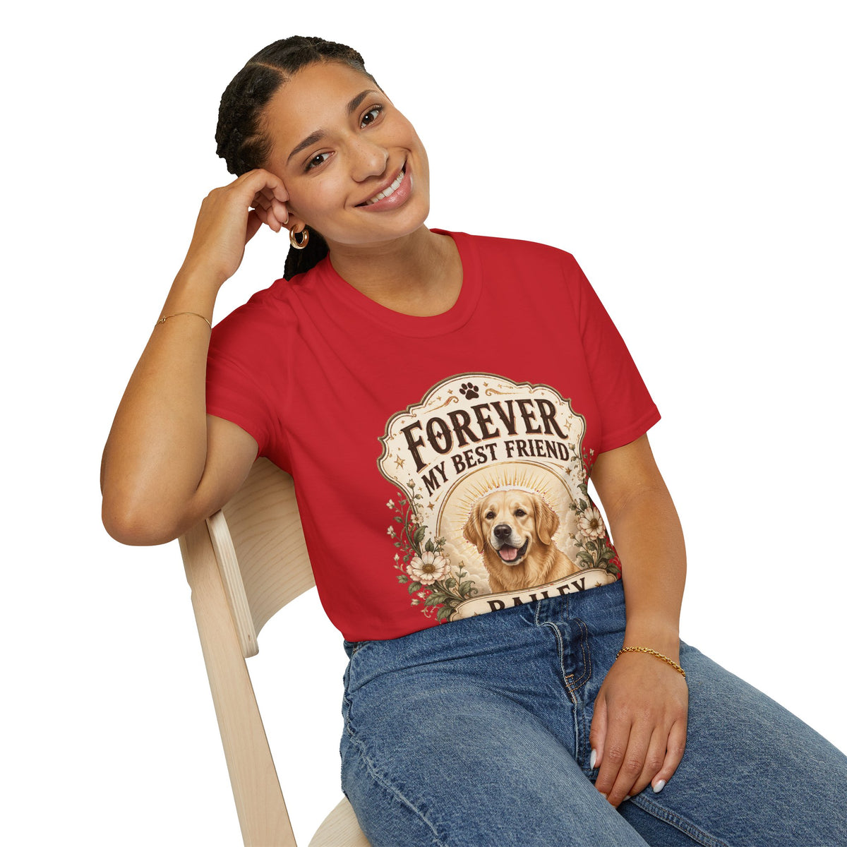 Dog Memorial T-Shirt — "Forever My Best Friend" Personalized Pet Tribute Tee