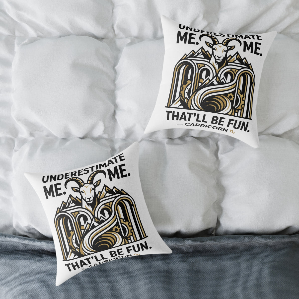Capricorn Goat Throw Pillow — "Underestimate Me That'll Be Fun" Zodiac Decor