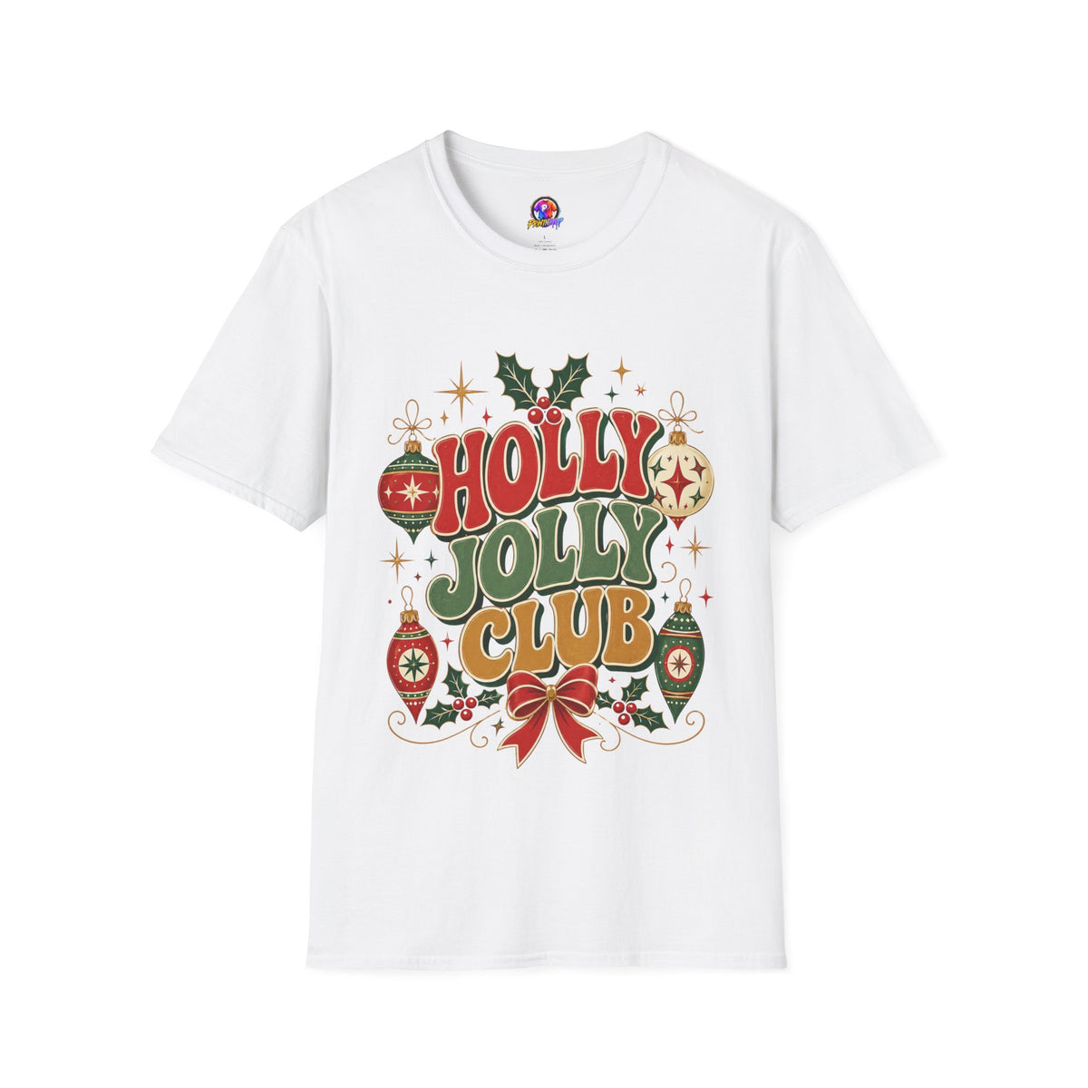 Holly Jolly Club Christmas T-Shirt — Retro Holiday Ornament Tee