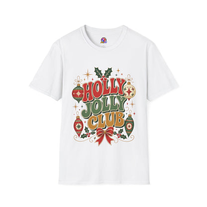 Holly Jolly Club Christmas T-Shirt — Retro Holiday Ornament Tee
