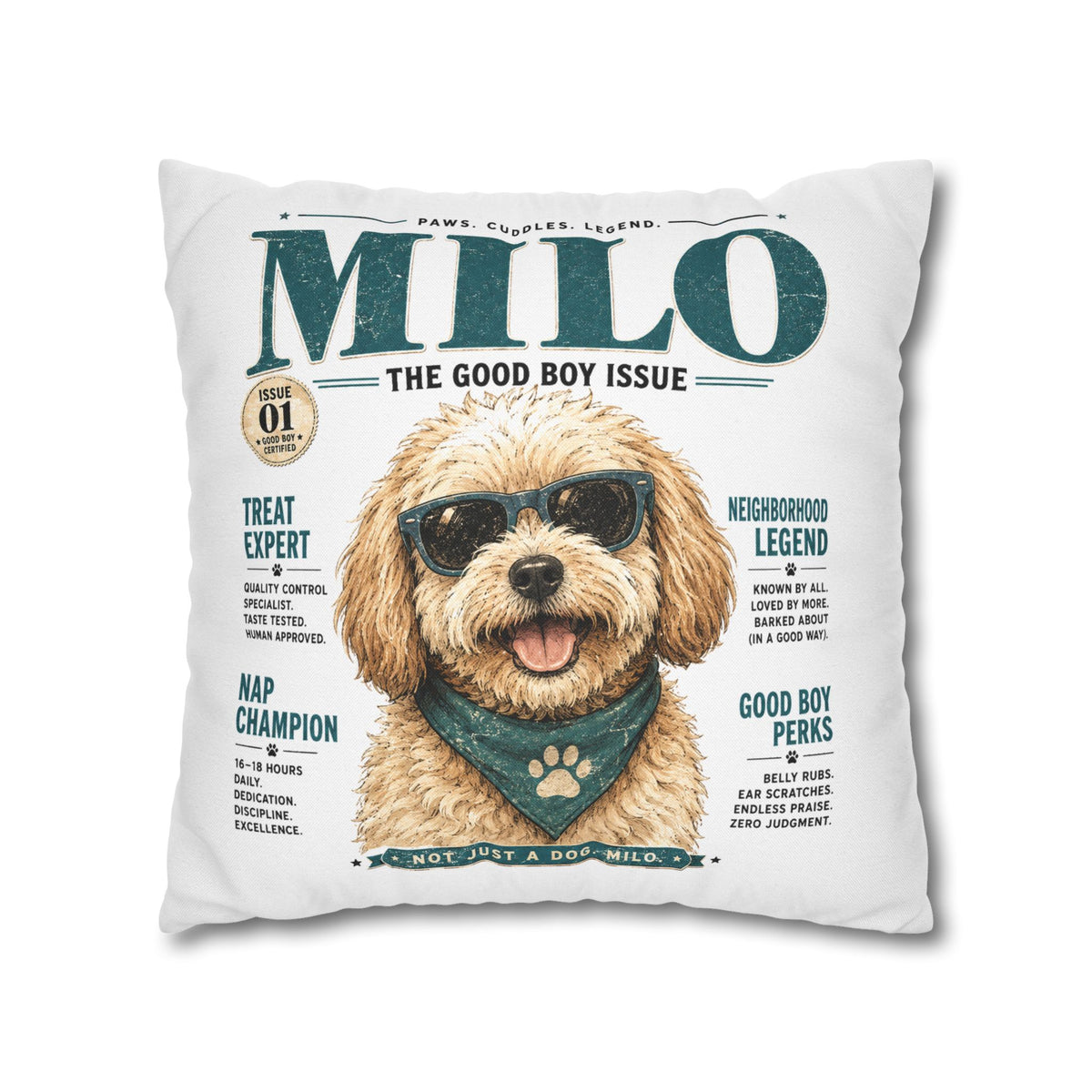 Milo 'The Good Boy Issue' Decorative Pillowcase Milo Bailey Dog Dad Mom