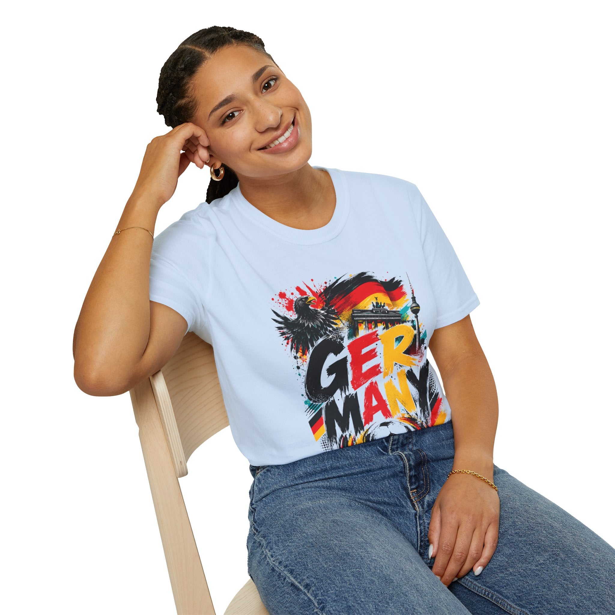 Germany Soccer Graphic T‑Shirt — Flag, Eagle & Brandenburger Tor Design