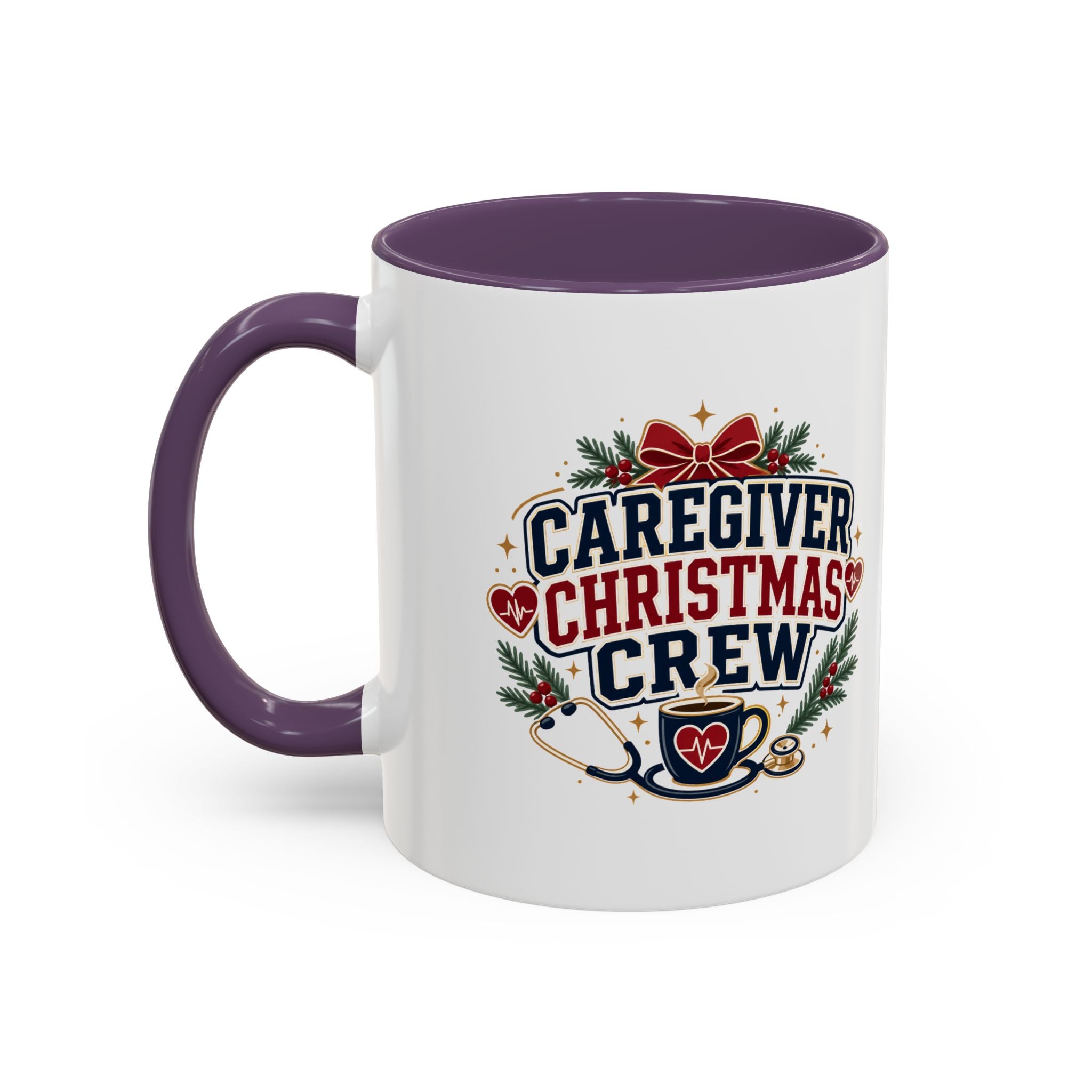 Modern Day Christmas Caregiver Christmas Crew Accent Coffee Mug – Holiday Nurse & Caregiver Gift (11/15oz)