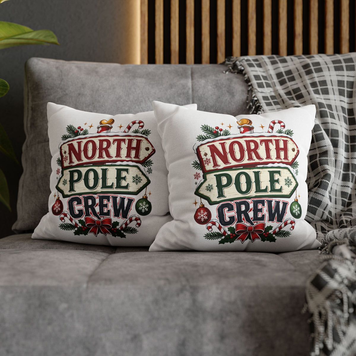 Christmas North Pole Crew Holiday Pillowcase — Christmas Decorative Throw Pillow