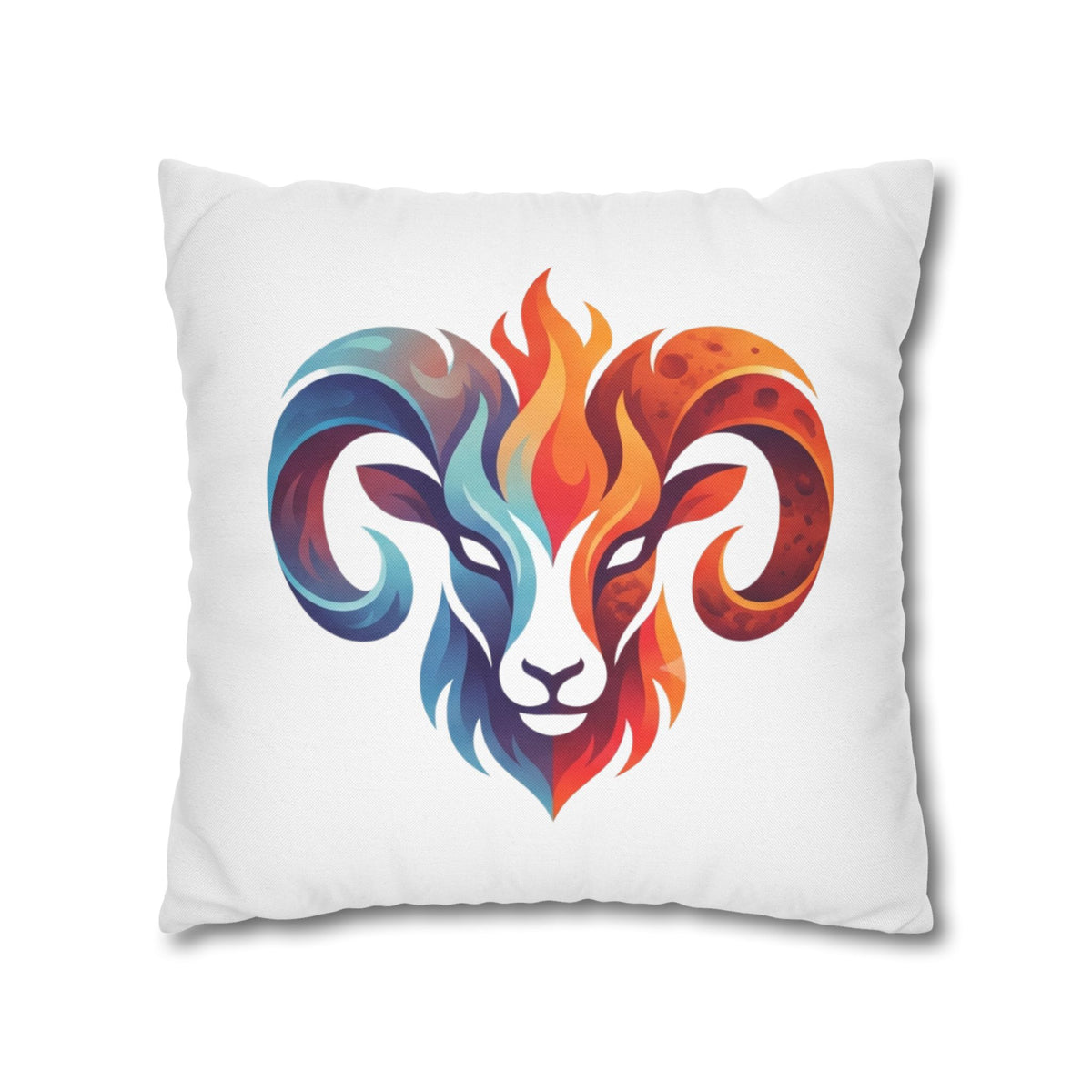 Aries Ram Flame Art Pillowcase — Colorful Zodiac Throw Pillow Cover