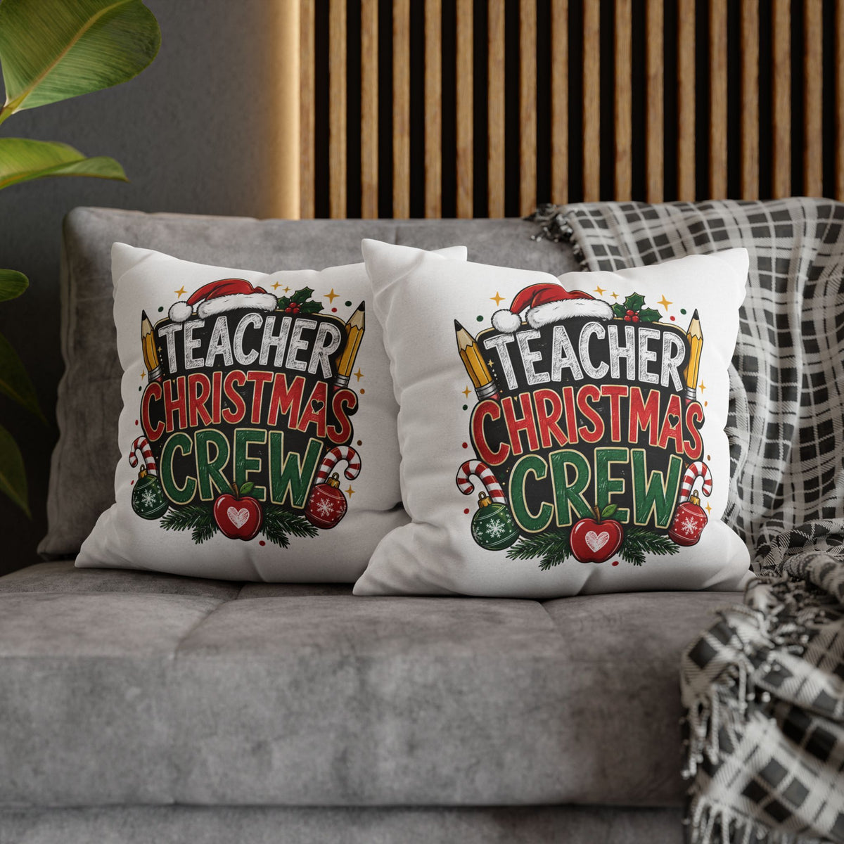 Teacher Christmas Crew Pillowcase — Festive Holiday Gift for Teachers