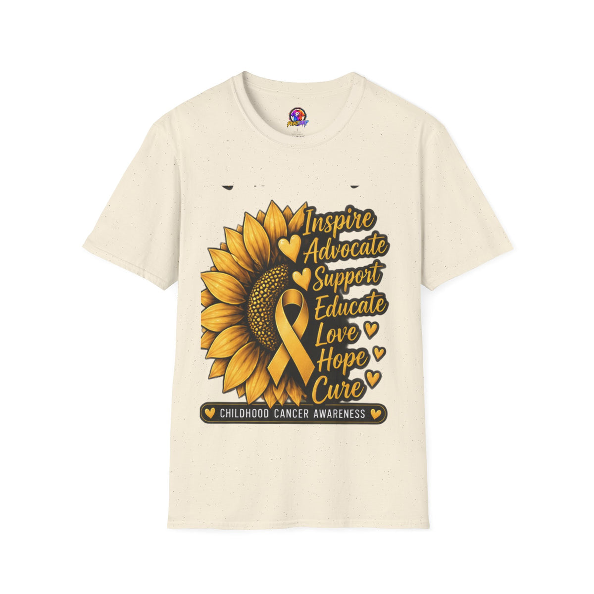 Childhood Cancer Awareness Sunflower T-Shirt – Inspire Advocate Support Educate Love Hope Cure