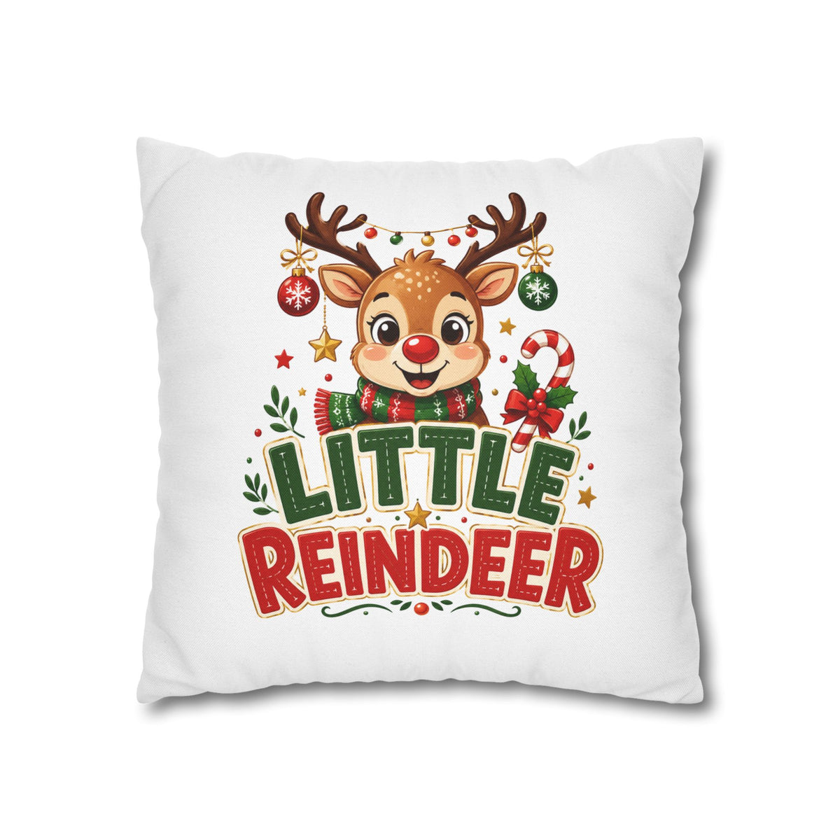 Christmas Little Reindeer Holiday Pillowcase – Cute Christmas Throw Pillow Cover