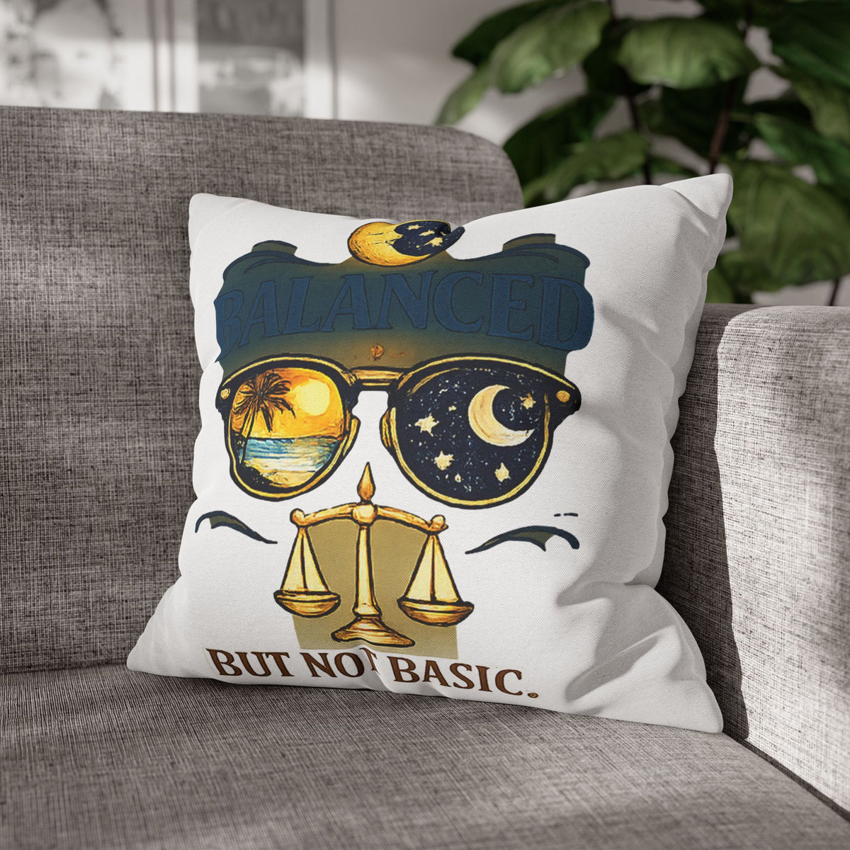 Libra Zodiac Balance But Not Basic Spun Polyester Square Pillowcase