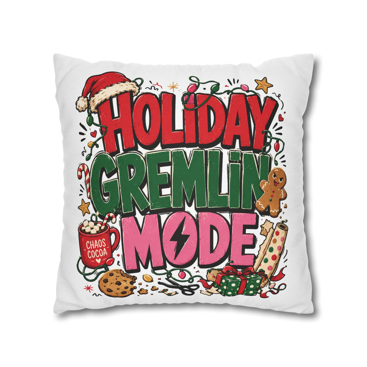 Holiday Gremlin Mode Pillowcase Modern Day Christmas