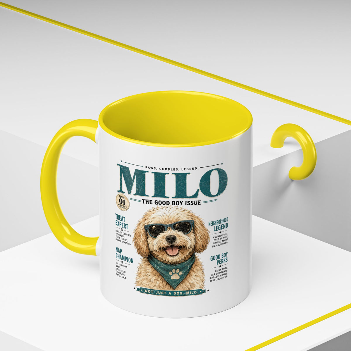 Milo Bailey Dog Dad Mom Milo Magazine-Style Accent Coffee Mug — Cute Dog Portrait